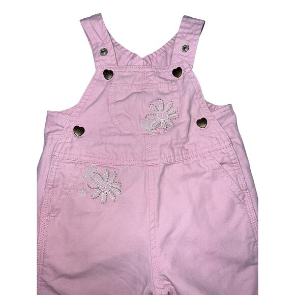 Carhartt pink baby girls floral bib overalls embroidered baby girl size 9 months - Picture 3 of 8